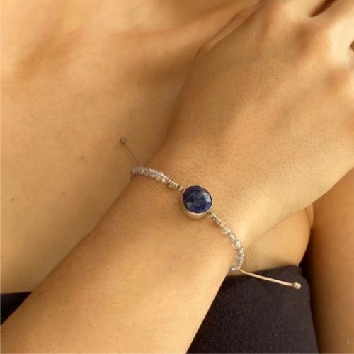 Pulsera de plata 950 con sodalita y labradorita de Sara Martí­nez 